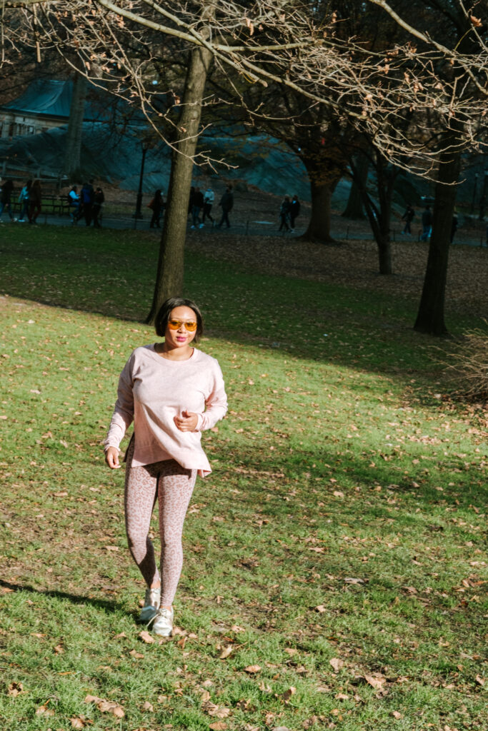 running, black girl, workout, over 40 workout, walks, central park, free, outdoor working out