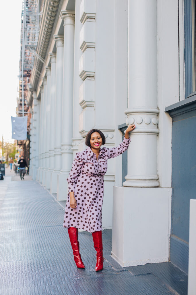 polka dot dress-halogen-eadie-blogger-fashionblogger-black nyc blogger